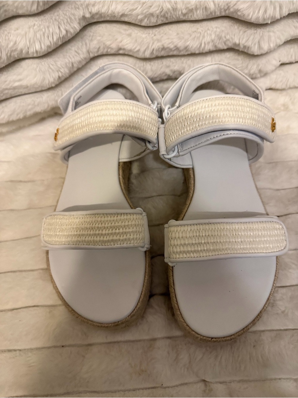 Tory Burch Cream and White Espadrille Platform Sandals - Picture 2 of 8